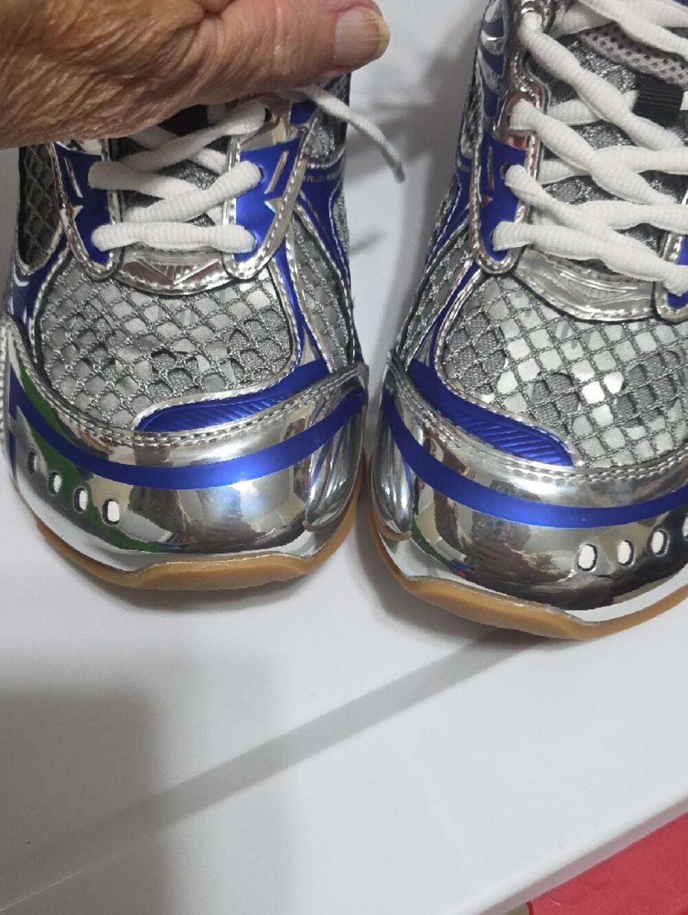 Bottega Veneta Silver & Blue Sneakers - Picture 10 of 10